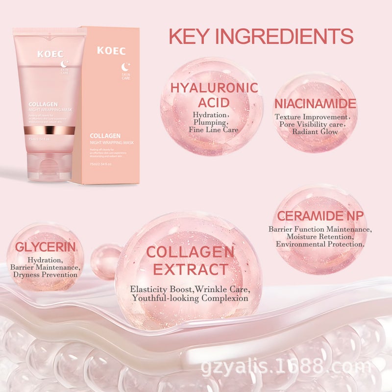 Koec Collagen Tear Mask With Brush Transparent Hydrating Moisturizing Moisturizing Night Mask - Image 5